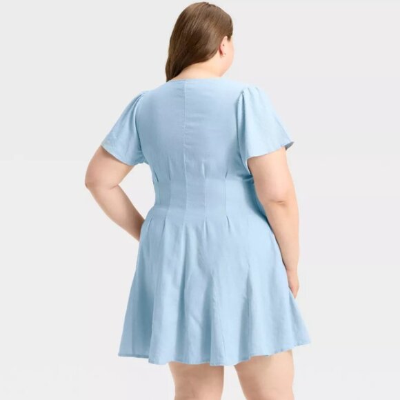 Women's Short Sleeve Button-Front Mini A-Line Dress - Universal Thread™ Size 1X - Picture 2 of 6